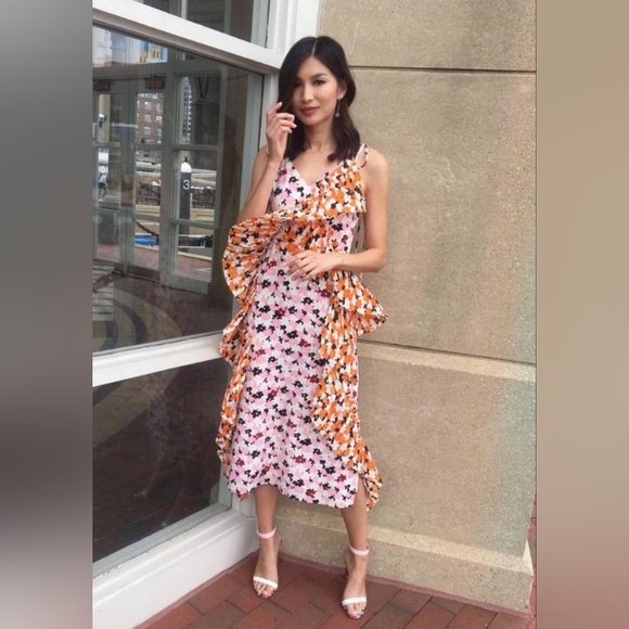 Kenzo Paris Daisy Floral Print Ruffle Slip Dress US 8 - Picture 9 of 9